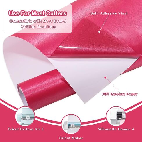 لفافة فينيل لاصقة دائمة من WRAPXPERT - فينيل وردي معدني مصقول مقاس 30.48 سم × 12.7 سم لديكور المنزل، والحرف اليدوية، وورق الاتصال، وملصق السيارة in Kuwait