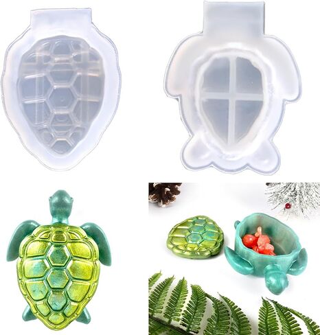 قالب جرة الراتنج مع غطاء، قالب صندوق تخزين سلحفاة البحر من السيليكون قالب صندوق حلية مجوهرات لحاوية حلوى راتنجات الإيبوكسي in Kuwait
