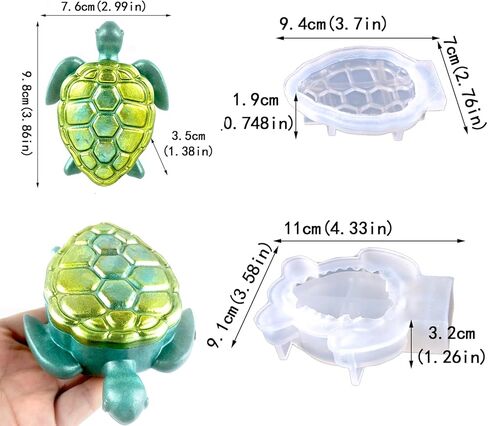 قالب جرة الراتنج مع غطاء، قالب صندوق تخزين سلحفاة البحر من السيليكون قالب صندوق حلية مجوهرات لحاوية حلوى راتنجات الإيبوكسي in Kuwait