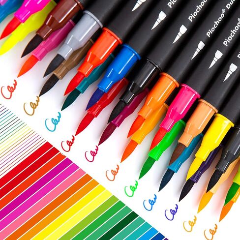 أقلام تلوين فنية ملونة، 34 قلم تحديد فرشاة بطرف مزدوج، أقلام ملونة بنقاط دقيقة ورأس فرشاة للأطفال والكبار من كتب تلوين لمخططي دفاتر التلوين ورسائل كتابة الملاحظات أخذ الحروف in Kuwait