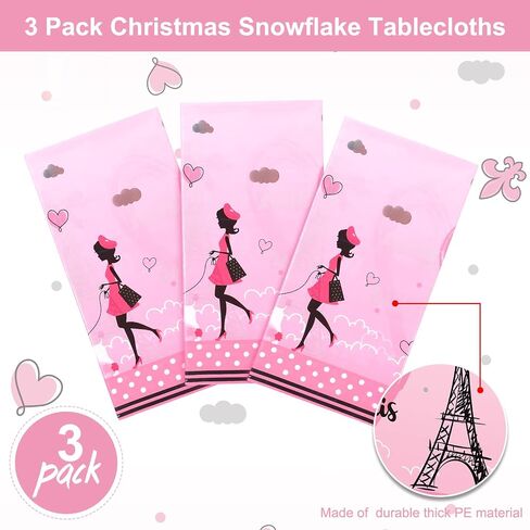 Tatuo Paris Party Decorations Theme Plastic Tablecloth Eiffel Tower Table Covers Day in for Girls Themed Birthday and Supplies, 54 x 108 Inch, inches in Saudi Arabia