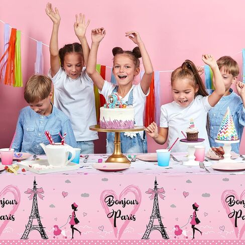 Tatuo Paris Party Decorations Theme Plastic Tablecloth Eiffel Tower Table Covers Day in for Girls Themed Birthday and Supplies, 54 x 108 Inch, inches in Saudi Arabia
