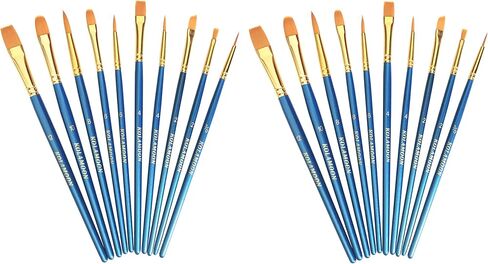 كولامون مجموعة فرش طلاء من النايلون مكونة من 10 قطع، فرش طلاء اكريليك بطرف دائري مدبب لزيت الاكريليك والوجه والصخور والوجه والاظافر والطلاء المصغر بتفاصيل دقيقة in Kuwait