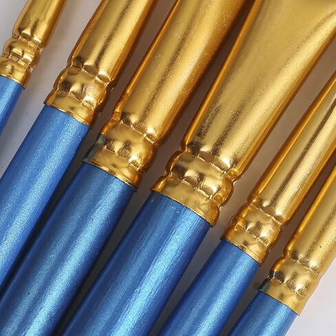 كولامون مجموعة فرش طلاء من النايلون مكونة من 10 قطع، فرش طلاء اكريليك بطرف دائري مدبب لزيت الاكريليك والوجه والصخور والوجه والاظافر والطلاء المصغر بتفاصيل دقيقة in Kuwait