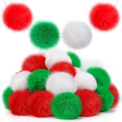 30 pcs 2'' Large Halloween Pom Poms for Crafts, Black/Orange/Purple/White in Kuwait