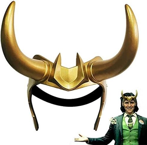 Juyocmy Loki horns Mask Supervillain Gold Helmet Cosplay رئيس التلفزيون Loki Masquerade Party Halloween Prop in Kuwait