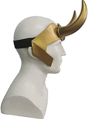 Juyocmy Loki horns Mask Supervillain Gold Helmet Cosplay رئيس التلفزيون Loki Masquerade Party Halloween Prop in Kuwait