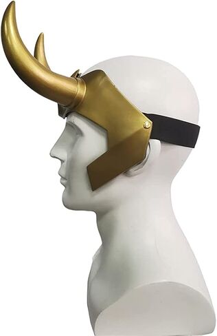 Juyocmy Loki horns Mask Supervillain Gold Helmet Cosplay رئيس التلفزيون Loki Masquerade Party Halloween Prop in Kuwait