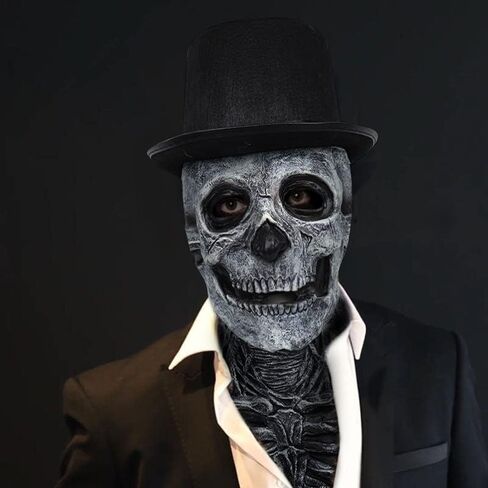Skull Mask - Scary Full Head Skeleton Headgear - Realistic Halloween Cosplay Latex Horror Mask in Kuwait