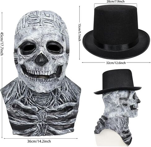 Skull Mask - Scary Full Head Skeleton Headgear - Realistic Halloween Cosplay Latex Horror Mask in Kuwait