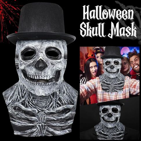 Skull Mask - Scary Full Head Skeleton Headgear - Realistic Halloween Cosplay Latex Horror Mask in Kuwait