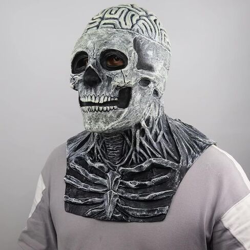 Skull Mask - Scary Full Head Skeleton Headgear - Realistic Halloween Cosplay Latex Horror Mask in Kuwait