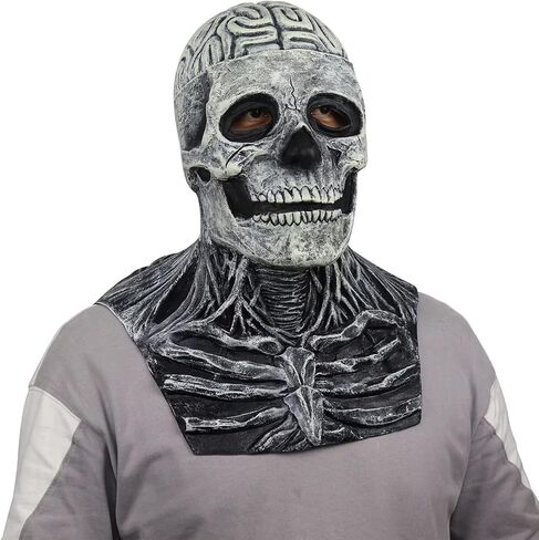 Skull Mask - Scary Full Head Skeleton Headgear - Realistic Halloween Cosplay Latex Horror Mask in Kuwait