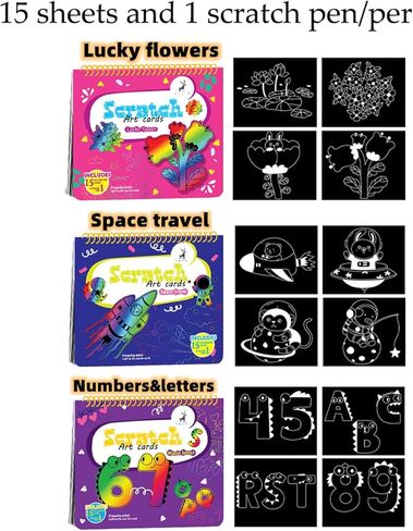 Drive Travel Magic Rainbow Scratch Art Crafts Kit 3 Themes Perfect Party Games Favor and Birthday Gift for Kids Keep The Children Busy(Dinosaurs, sea World, Party Animals) in Kuwait