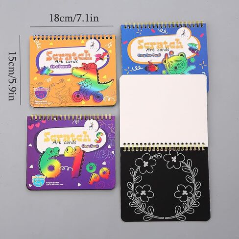 Drive Travel Magic Rainbow Scratch Art Crafts Kit 3 Themes Perfect Party Games Favor and Birthday Gift for Kids Keep The Children Busy(Dinosaurs, sea World, Party Animals) in Kuwait