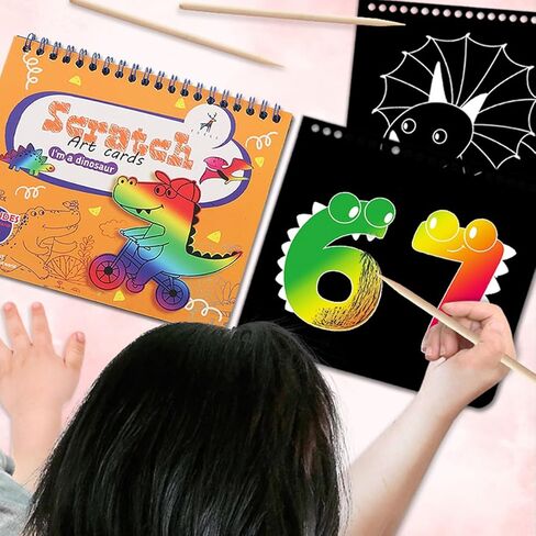 Drive Travel Magic Rainbow Scratch Art Crafts Kit 3 Themes Perfect Party Games Favor and Birthday Gift for Kids Keep The Children Busy(Dinosaurs, sea World, Party Animals) in Kuwait