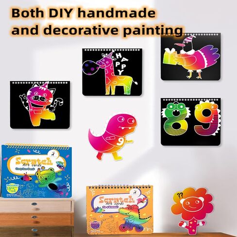 Drive Travel Magic Rainbow Scratch Art Crafts Kit 3 Themes Perfect Party Games Favor and Birthday Gift for Kids Keep The Children Busy(Dinosaurs, sea World, Party Animals) in Kuwait
