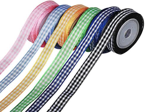 SOFIRE Gingham Ribbon for Gift Wrapping, Plaid Buffalo Ribbon 3/8 Inch Wide 6 Rolls 30 Yards Checkered Ribbon for Crafts in Kuwait