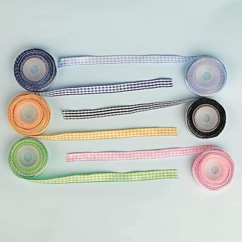 SOFIRE Gingham Ribbon for Gift Wrapping, Plaid Buffalo Ribbon 3/8 Inch Wide 6 Rolls 30 Yards Checkered Ribbon for Crafts in Kuwait