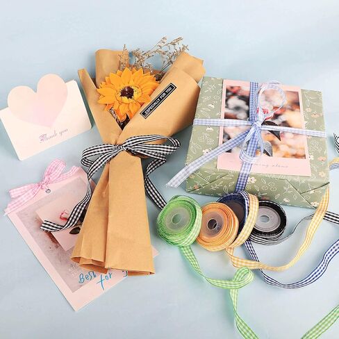 SOFIRE Gingham Ribbon for Gift Wrapping, Plaid Buffalo Ribbon 3/8 Inch Wide 6 Rolls 30 Yards Checkered Ribbon for Crafts in Kuwait
