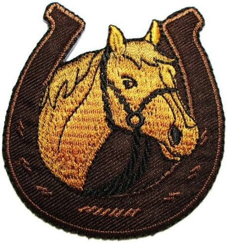 Graphic Dust Horse Equestrian Horseshoe Embroidered Iron on Patch in Saudi Arabia