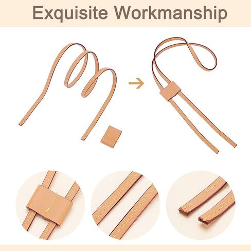 WADORN Leather Bucket Bag Drawstring Strap, 35.4 Inch Detachable PU Leather Pull String Strap Replacement DIY Crochet Bag Fringe Bag Bunches Pocket Drawstring for LV Noe BB Coach Mini Bag, Apricot in Saudi Arabia