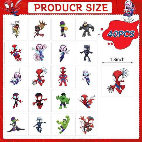 40PCS Spider Party Favors Tattoo Sticker, Waterproof Spider Tattoo Stickers For Kids Birthday Party Supplies for Gifts Halloween Christmas Boys and Girls Party Decorations in Saudi Arabia