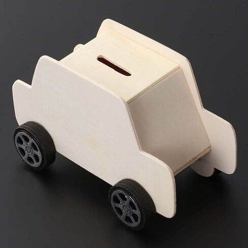 STOBOK 6Pcs DIY Unfinished Wooden Piggy Bank Car Shaped Wood Coin Bank Wood Change Box Paint Decorate Assembly Box Craft Kits for Kids Adult Gift Table Decoration in Saudi Arabia