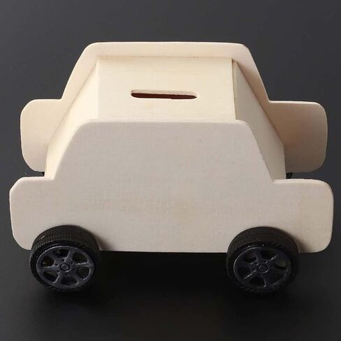 STOBOK 6Pcs DIY Unfinished Wooden Piggy Bank Car Shaped Wood Coin Bank Wood Change Box Paint Decorate Assembly Box Craft Kits for Kids Adult Gift Table Decoration in Saudi Arabia