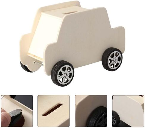 STOBOK 6Pcs DIY Unfinished Wooden Piggy Bank Car Shaped Wood Coin Bank Wood Change Box Paint Decorate Assembly Box Craft Kits for Kids Adult Gift Table Decoration in Saudi Arabia