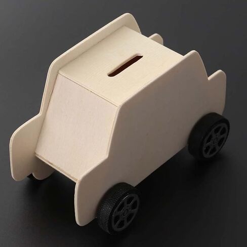 STOBOK 6Pcs DIY Unfinished Wooden Piggy Bank Car Shaped Wood Coin Bank Wood Change Box Paint Decorate Assembly Box Craft Kits for Kids Adult Gift Table Decoration in Saudi Arabia