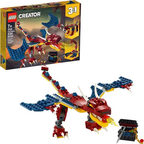 LEGO Creator 3in1 Fire Dragon 31102 Building Kit, Cool Buildable Toy for Kids (234 Pieces) in Saudi Arabia
