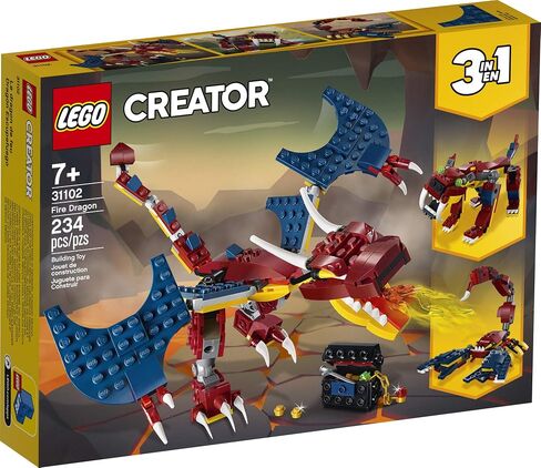 LEGO Creator 3in1 Fire Dragon 31102 Building Kit, Cool Buildable Toy for Kids (234 Pieces) in Saudi Arabia
