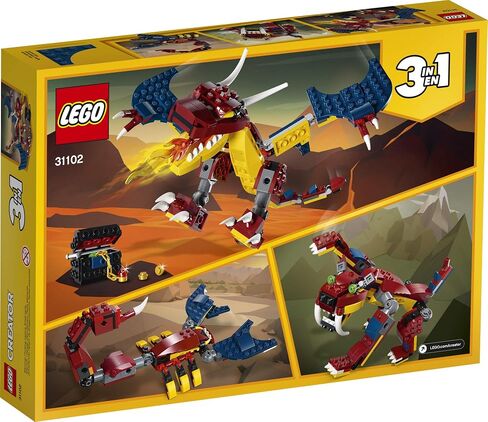 LEGO Creator 3in1 Fire Dragon 31102 Building Kit, Cool Buildable Toy for Kids (234 Pieces) in Saudi Arabia