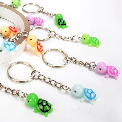 JHSHYGAH 40 مجموعة من سلسلة مفاتيح السلحفاة الصغيرة في 5 ألوان نابضة بالحياة من الراتنج والمواد المعدنية سلسلة مفاتيح سلحفاة صغيرة مثالية لحقيبة الظهر وحقائب الهدايا المفضلة لحفلات العطلات (3.2 × 0.6 بوصة) in Kuwait