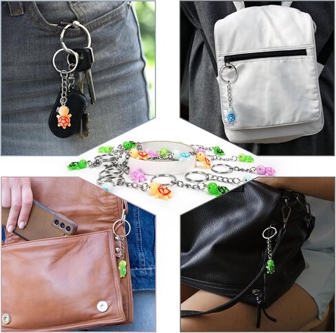 JHSHYGAH 40 مجموعة من سلسلة مفاتيح السلحفاة الصغيرة في 5 ألوان نابضة بالحياة من الراتنج والمواد المعدنية سلسلة مفاتيح سلحفاة صغيرة مثالية لحقيبة الظهر وحقائب الهدايا المفضلة لحفلات العطلات (3.2 × 0.6 بوصة) in Kuwait