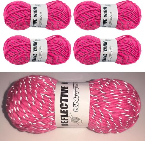 4pcs Reflective Yarn,Sparkle Yarn,Silver Yarn,for Crafts Glow in The Dark Yarn for Crochet for Reflective High Visibility Warm Winter Loop Reflective Hat.(50g, 55 Yards) (Black) in Kuwait