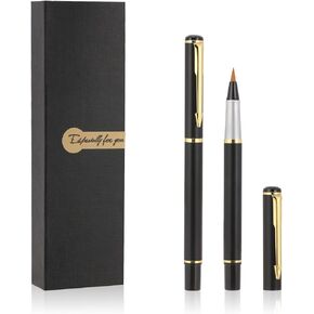 قلم فرشاة نافورة جيب محمول من MENGDOGGE يتضمن قلم الخط المعدني طرفًا من الألياف الناعمة، ومحول إعادة تعبئة الحبر وحقيبة قلم تعبئة الهدايا، رائع للفنانين المبتدئين والمحترفين in Kuwait