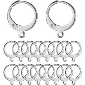 Aylifu 50 Pieces (25 Pair) Stainless Steel Leverback Earrings Round French Hook Earwires Findings with Open Loop for Earring Making - 13 x 15 mm in Saudi Arabia
