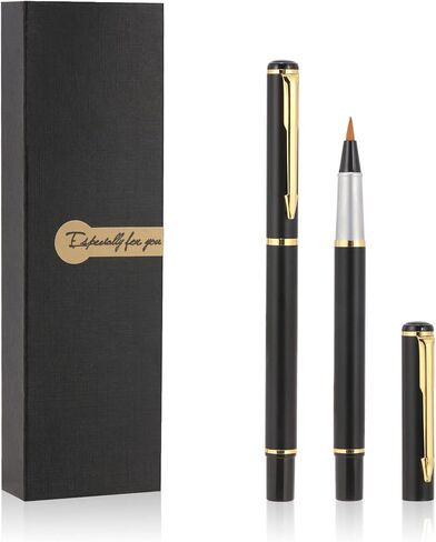 قلم فرشاة نافورة جيب محمول من MENGDOGGE يتضمن قلم الخط المعدني طرفًا من الألياف الناعمة، ومحول إعادة تعبئة الحبر وحقيبة قلم تعبئة الهدايا، رائع للفنانين المبتدئين والمحترفين in Kuwait