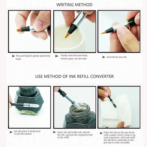 قلم فرشاة نافورة جيب محمول من MENGDOGGE يتضمن قلم الخط المعدني طرفًا من الألياف الناعمة، ومحول إعادة تعبئة الحبر وحقيبة قلم تعبئة الهدايا، رائع للفنانين المبتدئين والمحترفين in Kuwait