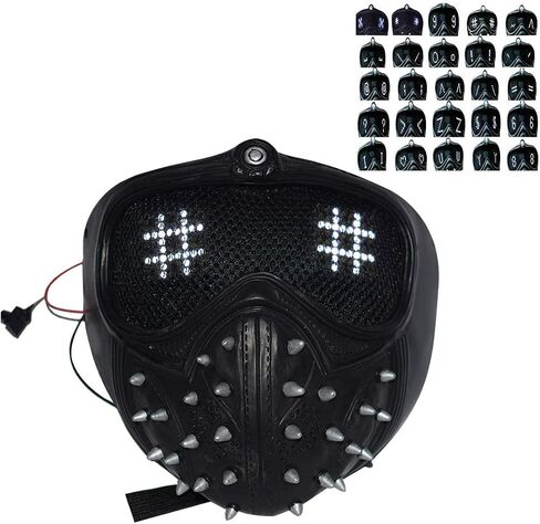 Bulex Watch Dogs Mask Remote Control LED 25 Expression Change with Rivet Cosplay Halloween Prop in Saudi Arabia
