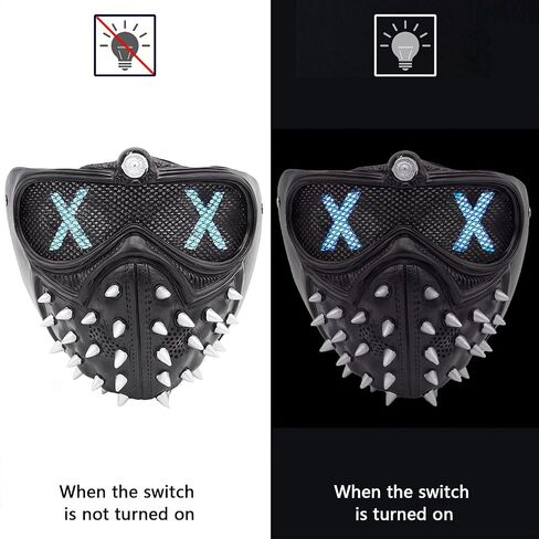 Bulex Watch Dogs Mask Remote Control LED 25 Expression Change with Rivet Cosplay Halloween Prop in Saudi Arabia