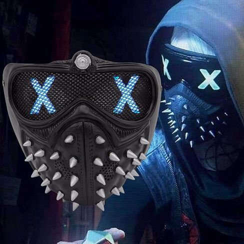 Bulex Watch Dogs Mask Remote Control LED 25 Expression Change with Rivet Cosplay Halloween Prop in Saudi Arabia
