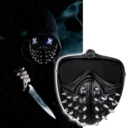 Bulex Watch Dogs Mask Remote Control LED 25 Expression Change with Rivet Cosplay Halloween Prop in Saudi Arabia