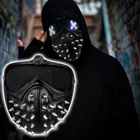 Bulex Watch Dogs Mask Remote Control LED 25 Expression Change with Rivet Cosplay Halloween Prop in Saudi Arabia
