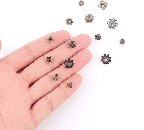 SUNNYCLUE 1 Box 240Pcs 12 Styles Flower Spacer Beads Caps Silver Bead Caps Mixed Tibetan Beads Jewelry Findings for DIY Earring Bracelet Necklace Keyring Making in Saudi Arabia