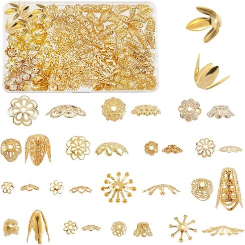SUNNYCLUE 1 Box 240Pcs 12 Styles Flower Spacer Beads Caps Silver Bead Caps Mixed Tibetan Beads Jewelry Findings for DIY Earring Bracelet Necklace Keyring Making in Saudi Arabia