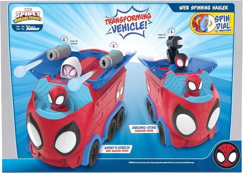 Marvel Spidey and His Amazing Friends Web Spinning Hauler - 8-Inch 3-in-1 Transforming Vehicle - Toys Featuring Your Friendly Neighborhood Spideys in Saudi Arabia
