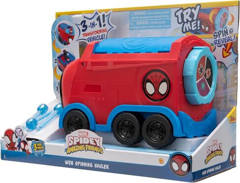 Marvel Spidey and His Amazing Friends Web Spinning Hauler - 8-Inch 3-in-1 Transforming Vehicle - Toys Featuring Your Friendly Neighborhood Spideys in Saudi Arabia